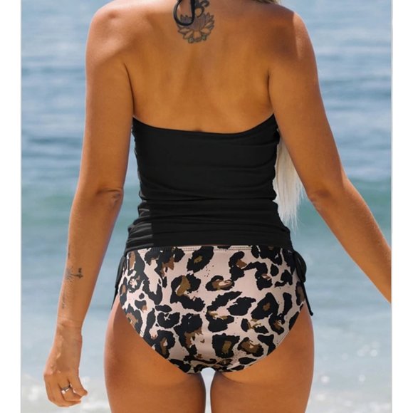 Beachissi Leopard Print Halter 2 pc Tankini - Picture 2 of 2